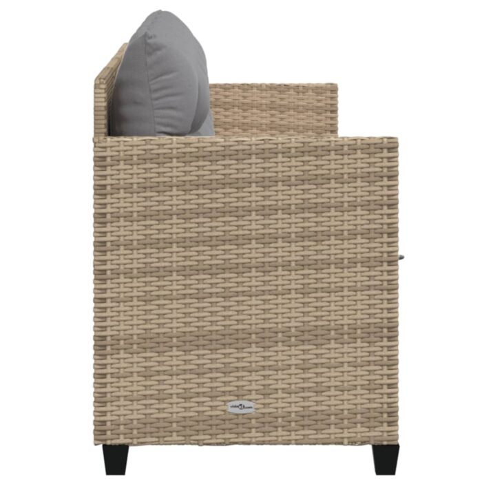 Chaise longue avec coussins beige résine tressée – Image 3