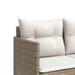 Chaise longue avec coussins beige résine tressée – Image 5