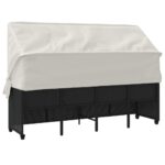 Chaise longue avec auvent et coussins noir résine tressée – Image 5