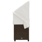 Chaise longue avec auvent et coussins marron résine tressée – Image 4