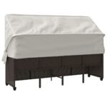 Chaise longue avec auvent et coussins marron résine tressée – Image 5