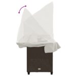 Chaise longue avec auvent et coussins marron résine tressée – Image 6