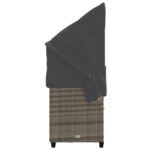 Chaise longue avec auvent et coussins gris résine tressée – Image 4