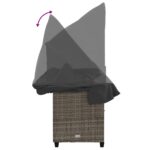 Chaise longue avec auvent et coussins gris résine tressée – Image 6