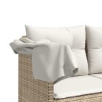 Chaise longue avec auvent et coussins beige résine tressée – Image 7