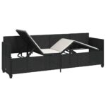 Chaise longue avec coussins noir résine tressée – Image 2