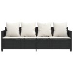 Chaise longue avec coussins noir résine tressée – Image 3