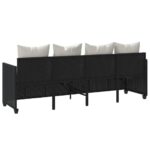 Chaise longue avec coussins noir résine tressée – Image 5