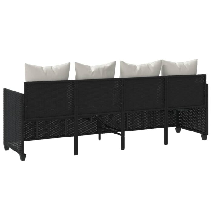 Chaise longue avec coussins noir résine tressée – Image 5
