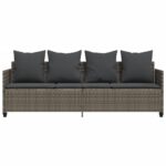 Chaise longue avec coussins gris résine tressée – Image 3