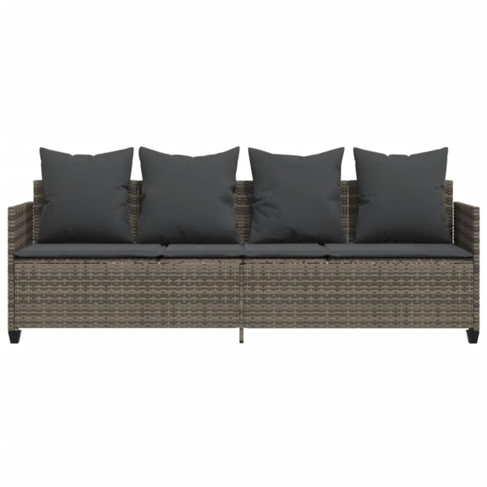 Chaise longue avec coussins gris résine tressée – Image 3