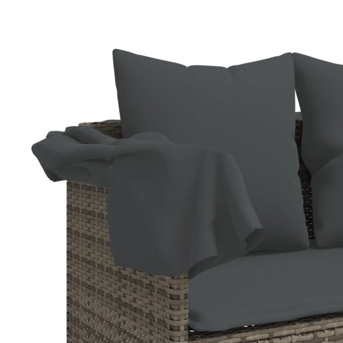 Chaise longue avec coussins gris résine tressée – Image 6