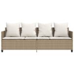 Chaise longue avec coussins beige résine tressée – Image 3