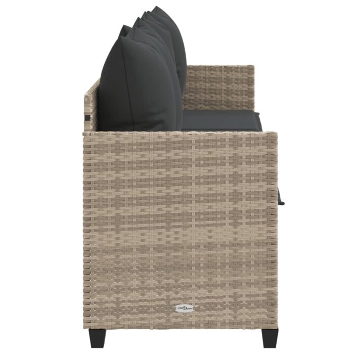 Chaise longue avec coussins gris clair résine tressée – Image 4