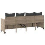 Chaise longue avec coussins gris clair résine tressée – Image 5