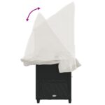 Chaise longue avec auvent et coussins noir résine tressée – Image 7