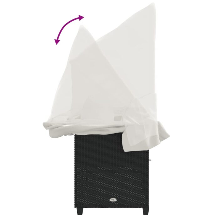 Chaise longue avec auvent et coussins noir résine tressée – Image 7