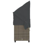 Chaise longue avec auvent et coussins gris résine tressée – Image 5