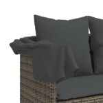 Chaise longue avec auvent et coussins gris résine tressée – Image 8