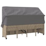 Chaise longue avec auvent et coussins beige résine tressée – Image 6