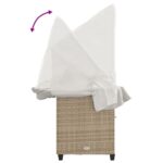 Chaise longue avec auvent et coussins beige résine tressée – Image 7