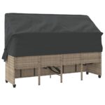 Chaise longue avec auvent et coussins gris clair résine tressée – Image 6