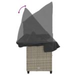 Chaise longue avec auvent et coussins gris clair résine tressée – Image 7