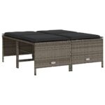 Tabourets de jardin avec coussins lot de 4 gris résine tressée – Image 3