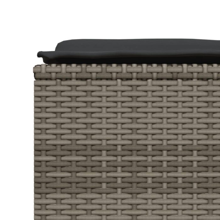 Tabourets de jardin avec coussins lot de 4 gris résine tressée – Image 4