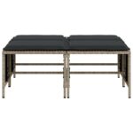 Tabourets de jardin avec coussins lot de 4 gris clair rotin – Image 2