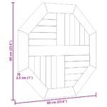 Dessus de table 60x60x2,5 cm octogonal bois de teck massif – Image 5