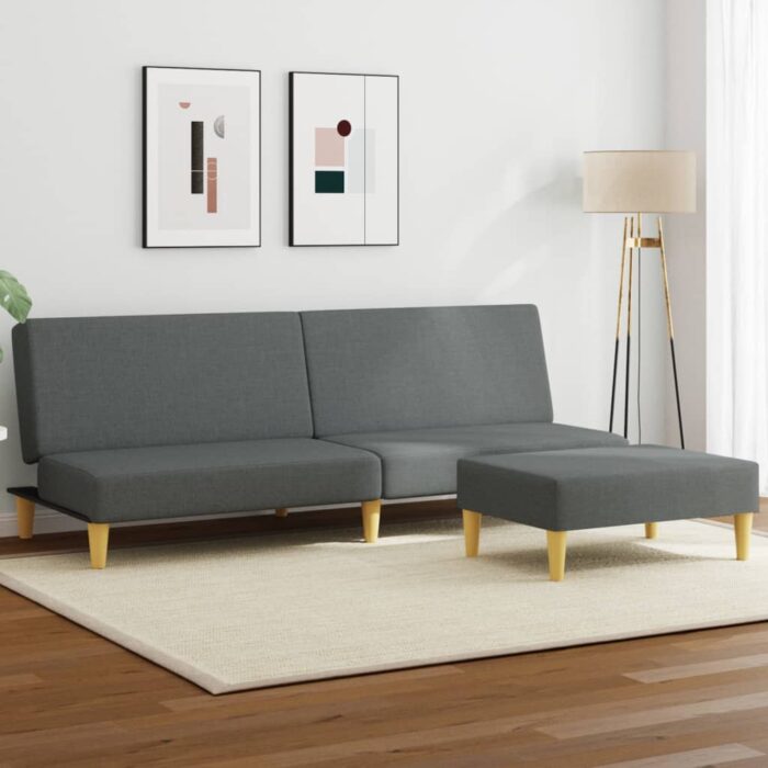 VXL8721012453180_m_en_hd_1.jpg Canapé-lit à 2 places avec oreillers et repose-pied gris foncé – Image 1