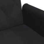Canapé-lit à 2 places et oreillers et repose-pied noir velours – Image 7