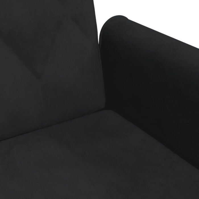Canapé-lit à 2 places et oreillers et repose-pied noir velours – Image 7