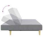 Canapé-lit à 2 places avec repose-pied gris clair tissu – Image 4