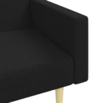 Canapé-lit à 2 places avec repose-pied noir tissu – Image 7