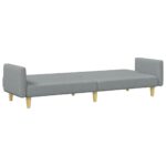 Canapé-lit à 2 places avec repose-pied gris clair tissu – Image 3