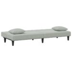 Ensemble de canapés 2 pcs avec coussins gris clair velours – Image 3