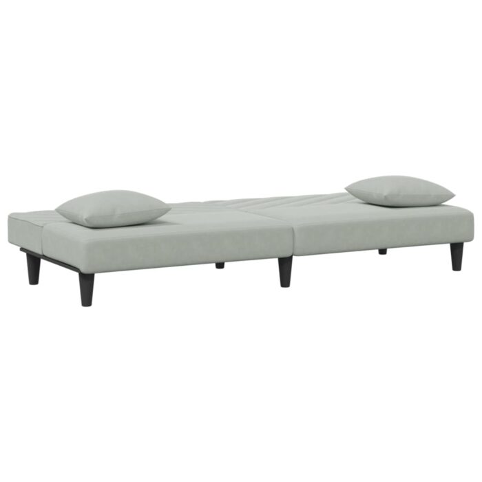 Ensemble de canapés 2 pcs avec coussins gris clair velours – Image 3
