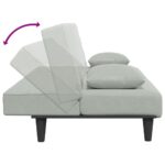 Ensemble de canapés 2 pcs avec coussins gris clair velours – Image 4
