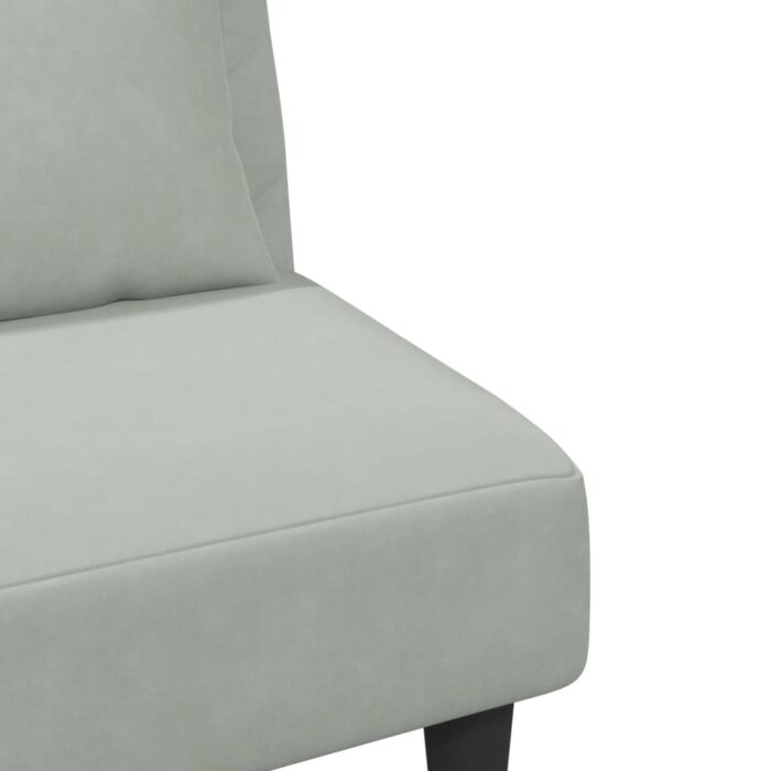 Ensemble de canapés 2 pcs avec coussins gris clair velours – Image 7