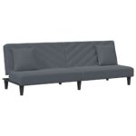 Ensemble de canapés 2 pcs avec coussins gris foncé velours – Image 2