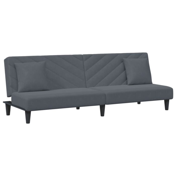 Ensemble de canapés 2 pcs avec coussins gris foncé velours – Image 2