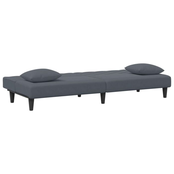Ensemble de canapés 2 pcs avec coussins gris foncé velours – Image 3