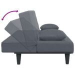 Ensemble de canapés 2 pcs avec coussins gris foncé velours – Image 4