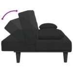 Ensemble de canapés 2 pcs avec coussins noir velours – Image 4
