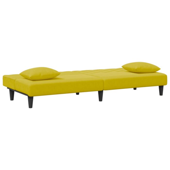 Ensemble de canapés 2 pcs avec coussins jaune velours – Image 3
