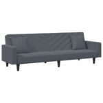 Ensemble de canapés 2 pcs avec coussins gris foncé velours – Image 2
