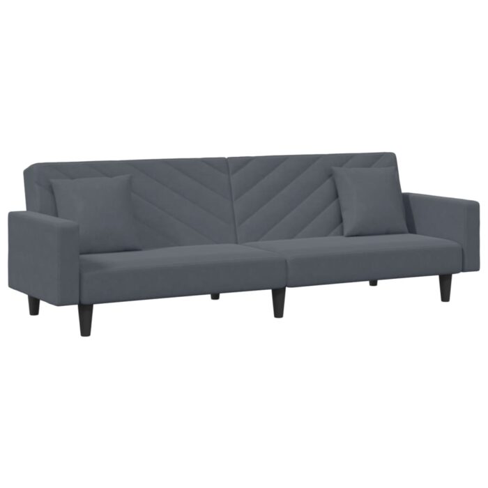 Ensemble de canapés 2 pcs avec coussins gris foncé velours – Image 2