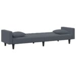 Ensemble de canapés 2 pcs avec coussins gris foncé velours – Image 3